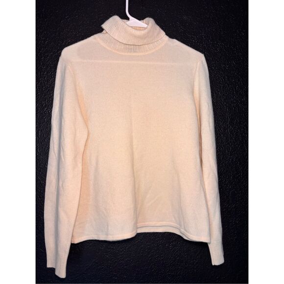 Ann Taylor cream turtleneck sweater cashmere L - Picture 1 of 5